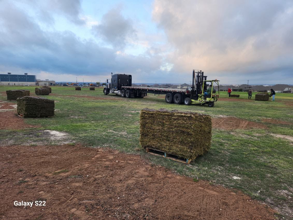 Inner circle dirt cleared and leveled before new sod at Hutto Cricket Ground